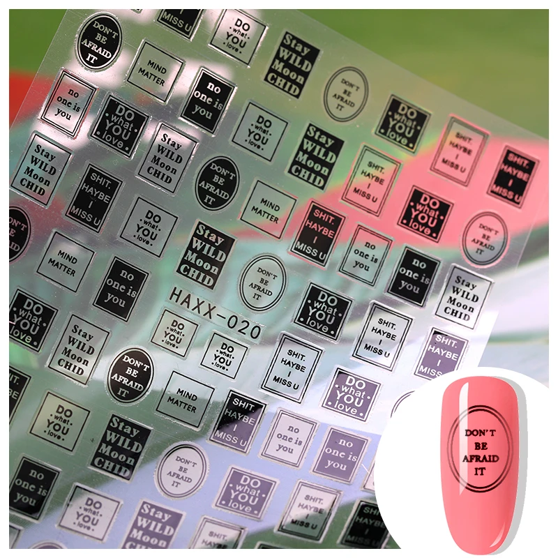 

1pc 3d letter Nail Art sticker nail decal gold letters black words character nail adhesive sticker decals nails decoration diy