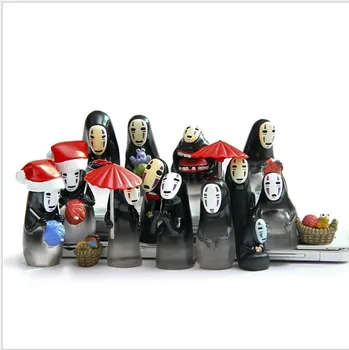 

13pcs Spirited Away faceless man coin umbrella figurine toy set 2016 New PVC Japanese Anime Cartoon landscape micro-gardening