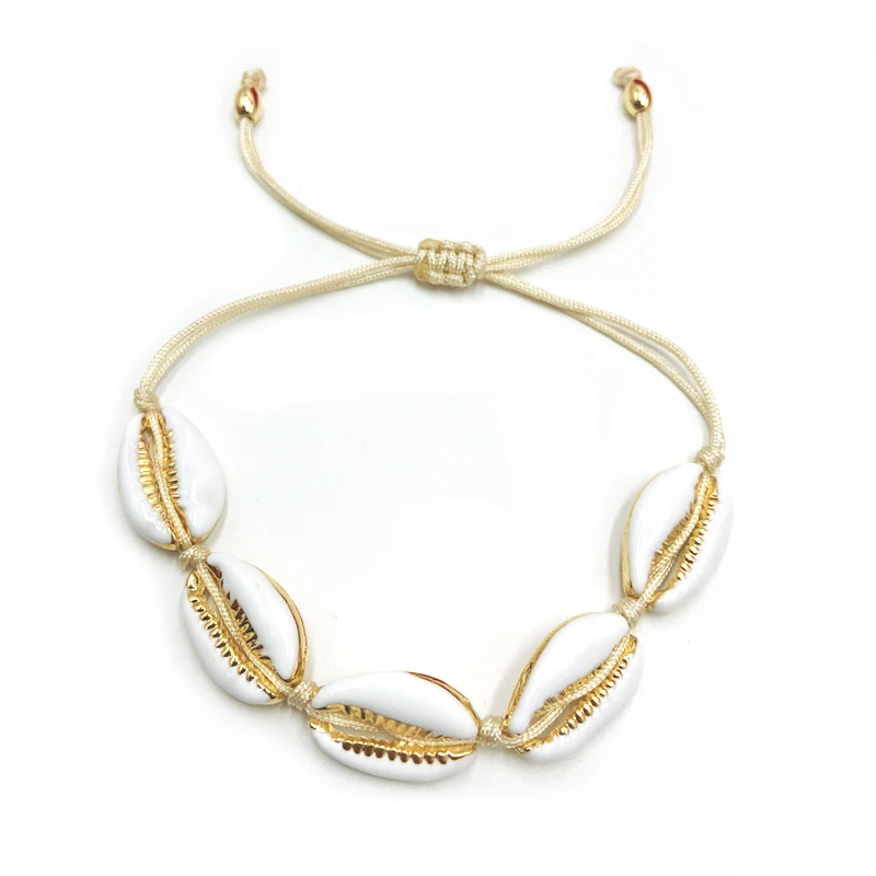 Модный популярный ювелирный браслет каури для женщин, нежный золотистый цвет, легкий браслет ручной работы для женщин
