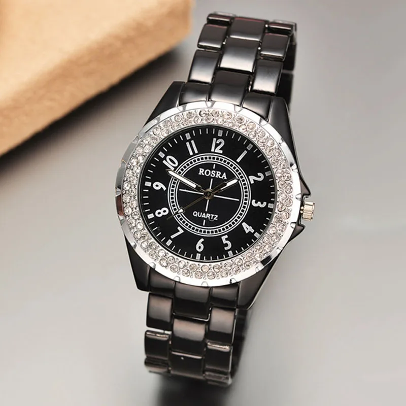 

Rosra Top Luxury Brand Watches Fashion Women Watches Crystal Watches Women Black Watches Ladies Watches Clock dames horloges