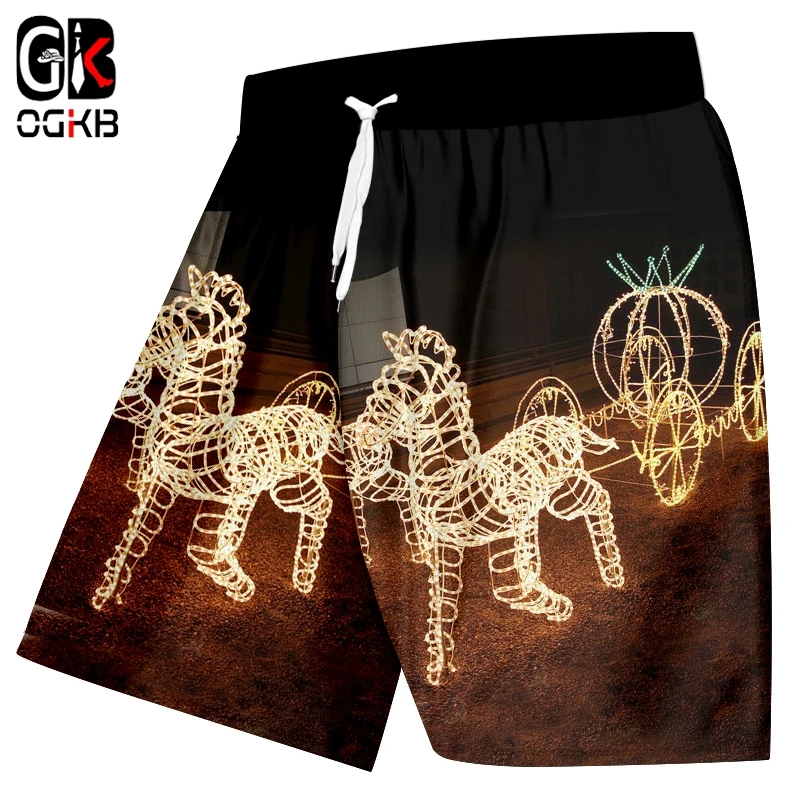 OGKB человек повседневное Тыква 3D печатных каретки мужские список Рождественская одежда пляжные шорты