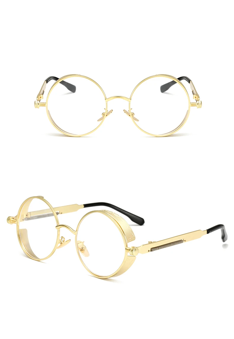 men vintage round steampunk sunglasses clear lens 1889 details (8)