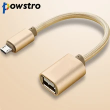 POWSTRO Micro USB OTG кабель OTG адаптер для samsung Galaxy Xiaomi huawei OTG мобильный андроид планшет 90 градусов мобильный телефон кабели