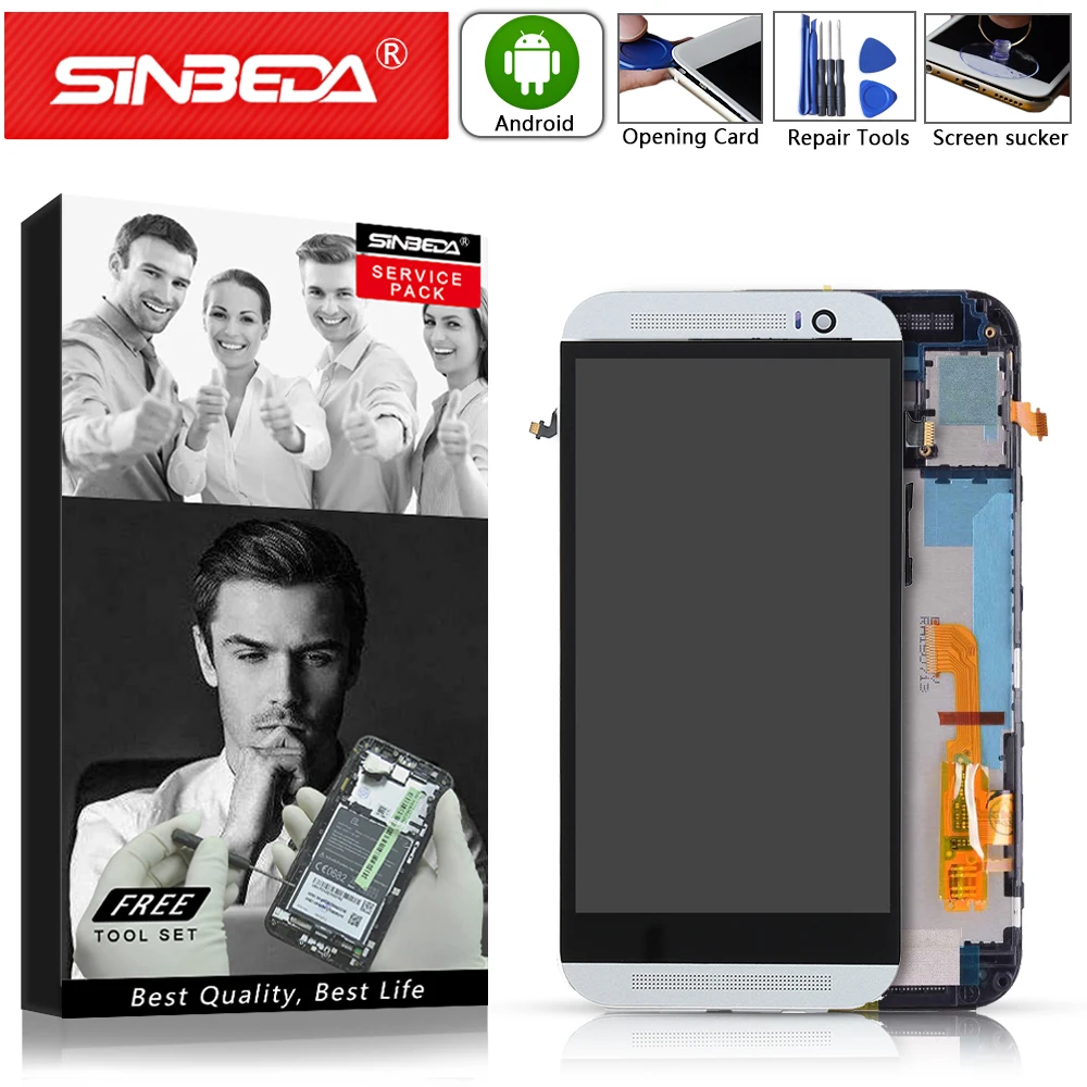 

Single/Dual SIM 5.0" For HTC ONE M8 LCD Display Touch Screen with Frame Digitizer Assemble For HTC One M8 Display For HTC M8 LCD