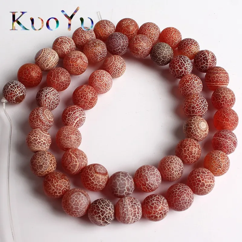 

Natural Stone Red Frosted Spider Web Agates Round Loose Spacer Bead 15''Strand 4/6/8/10/12 mm For Making DIY Bracelets Jewellery