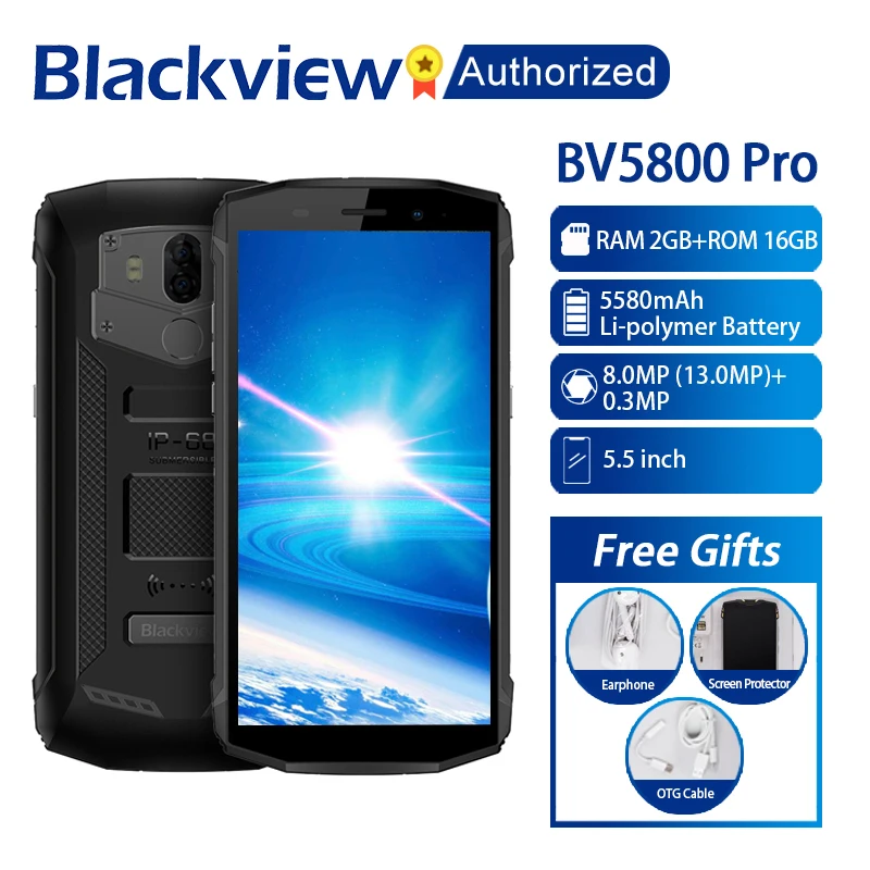Смартфон Blackview BV5800 Pro 5 &quotэкран 2 Гб ОЗУ 16 ПЗУ Android 8 1 MTK6739 четырехъядерный ГГц
