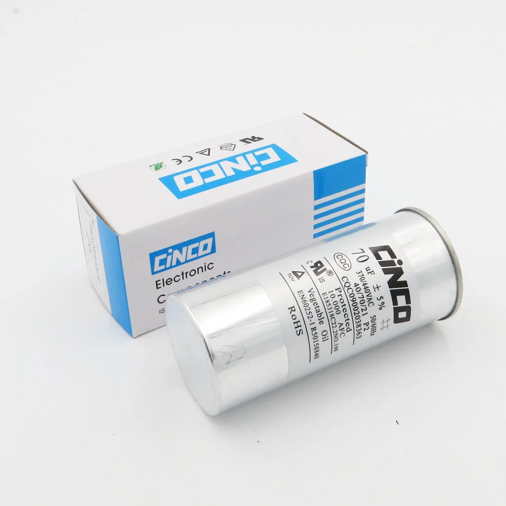 

70uF 370/440VAC Run Capacitor Air Conditioner Compressor Motor Start Capacitor CBB65 Aluminum Can P2 CBB65A-1 70mfd 70mf 450V