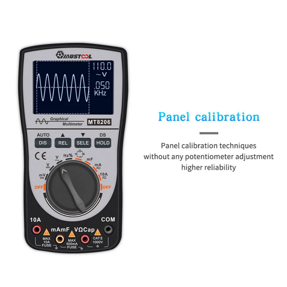 MUSTOOL Модернизированный MT8206 2 в 1 интеллектуальный цифровой осциллограф мультиметр Ток Напряжение частота тестер аналоговый бар граф