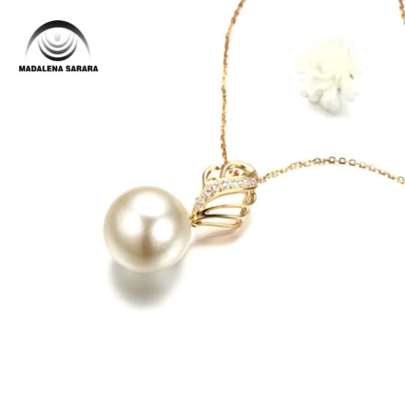 

MADALENA SARARA 11-12mm AAA Saltwater Pearl Southsea Water Pearl Bead Choker Necklace Natural Color With Pure 18k gold