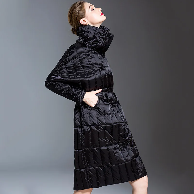 

High Quality 2018 Winter European Runway Fashion Women's Loose Style Big Size Long Down Coat