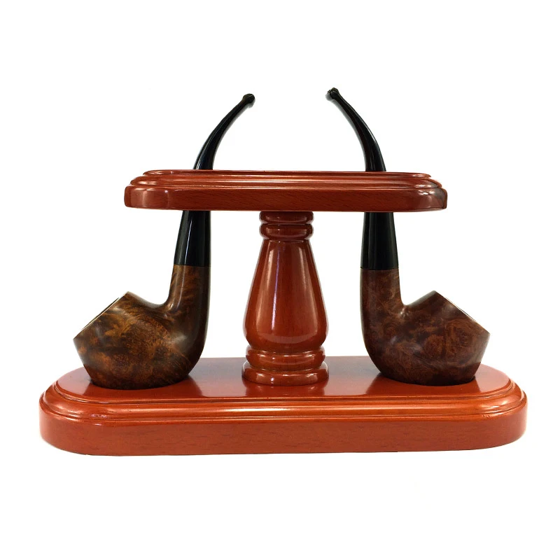 Solid Wood 2Pcs Smoking Pipe Rack Stand Smoking Pipe Holder Smoking