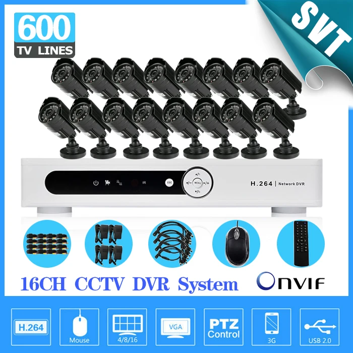 Главная видеонаблюдения 600TVL открытый Водонепроницаемый Камера 16ch HDMI 1080 P DVR рекордер Комплект 16 безопасности канала системы