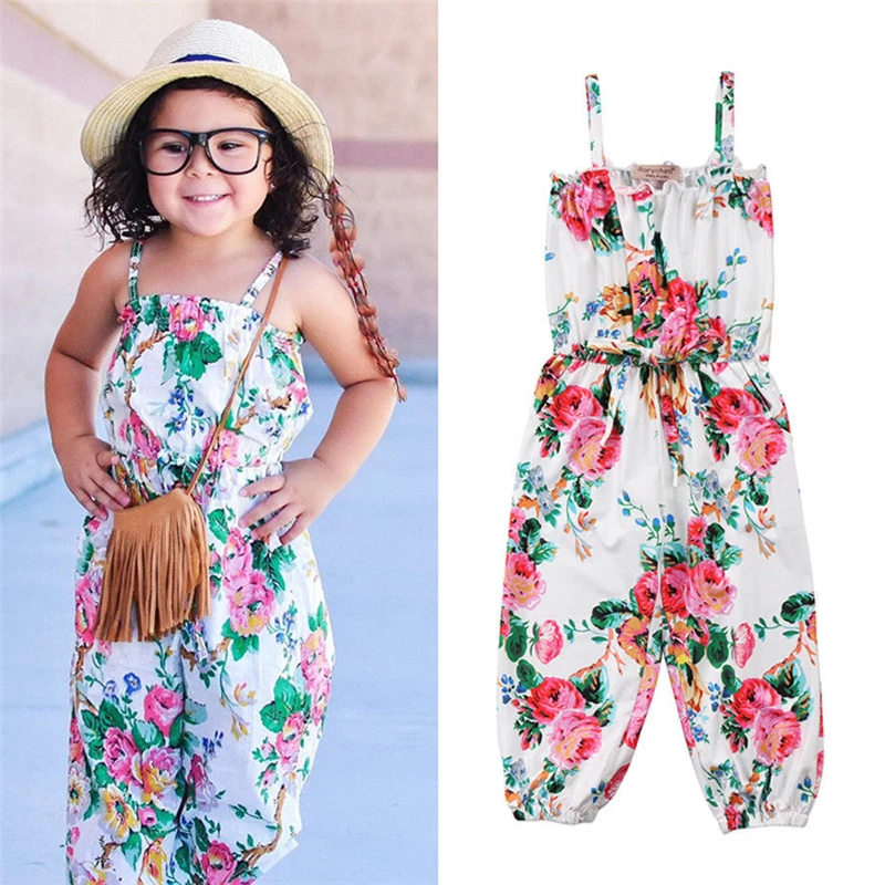 

Emmababy Hot Sale Fashion New Born Baby Clothes Summer Baby Girls Rompers Sleeveless Covered Button Floral O-Neck Strap Rompers
