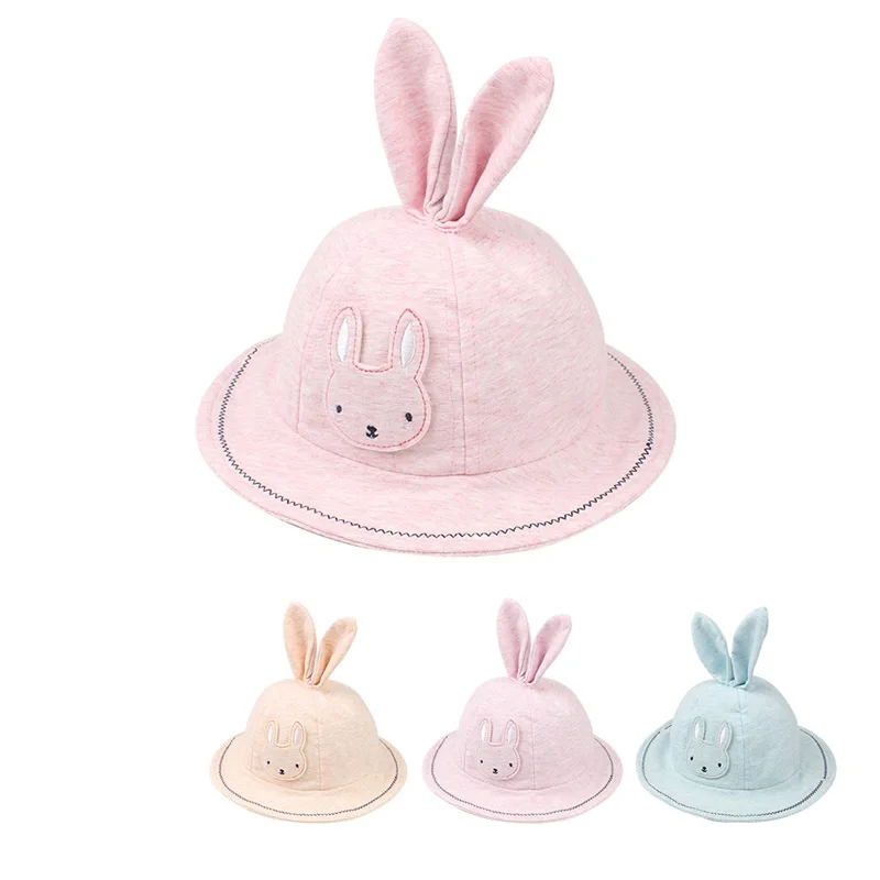 Cute Rabbit Baby Hat For Girls Cotton Panama With Ears Cartoon Sun Cap Autumn Clothings | Детская одежда и обувь