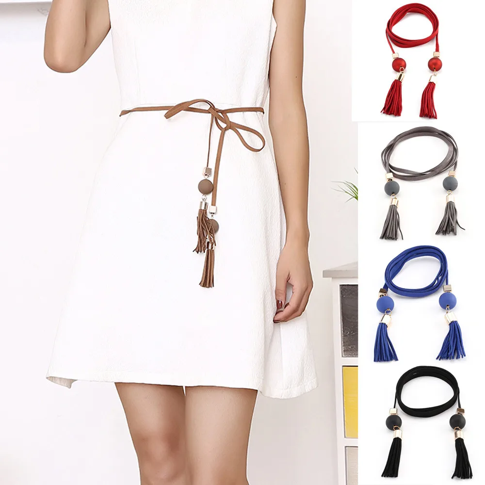 hand knit long leather designer braid waist tassel belt party belts