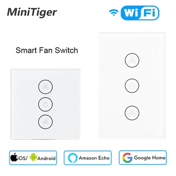 

EU/US Tuya Smart Life WiFi Smart Ceiling Fan Switch APP Remote Timer and Speed Control Compatible with Alexa and Google Home