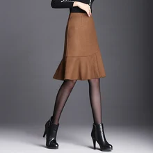 Женская юбка-годе, Женская юбка-годе, модная зимняя утепленная женская юбка с высокой талией, Осенняя мода, Новинка