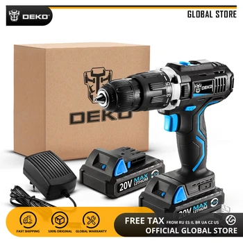 Price DEKO GCD20DU3 20V MAX Home DIY Power Driver Variable Speed Electric Screwdriver LED Impact Cordless Drill With 2 Lithium Battery