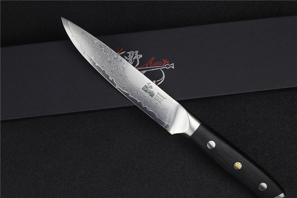 HAOYE " дамасский стальной универсальный нож для очистки овощей фруктов японский vg10 кухонный нож резьба Полный Тан g10 ручка Красивая нарезка