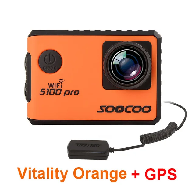 Экшн Спортивная камера SOOCOO S100 pro Novatek 96660 IMX078 пульт дистанционного управления со сверхвысоким разрешением Ultra HD, 4 K, WiFi, водонепроницаемая, с gps дистанционного 2," сенсорный экран с ЖК-дисплеем - Цвет: Orange add GPS