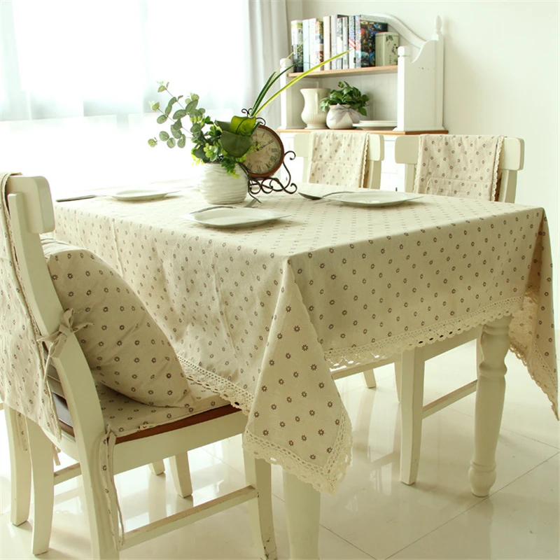 

Скатерти из хлопка и льна, с пасторальными цветами, элегантные кружевные скатерти для прямоугольного стола, скатерть из ткани