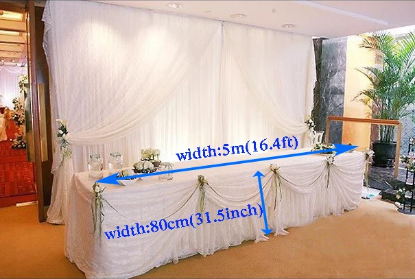 16.4ft (W) * 31.5 \(H) wit ijs zijde Tafelkleed bruiloft tabel rok banket party tafel rok met swag tafel cover 16.4ft (W) * 31.5 \(H) wit ijs zijde Tafelkleed bruiloft tabel rok banket party tafel rok met swag tafel cover