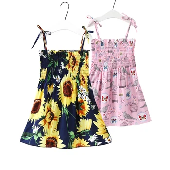 

Girl Tube Dress 2019 New Arrival Sleeveless Sling Dresses for Girls Casual Cotton Summer Clothes Toddler Floral Dress 2 3 4 5 6