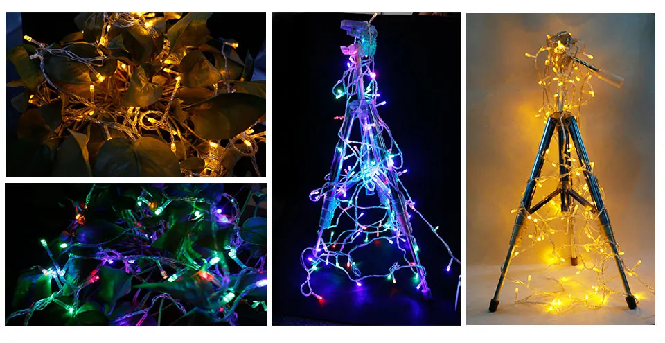 RGB светодиодный гирлянда 10 метров Рождественские огни водонепроницаемый Наружное Декоративное освещение 110 В 220 В RGB светодиодный гирлянда сказочные огни