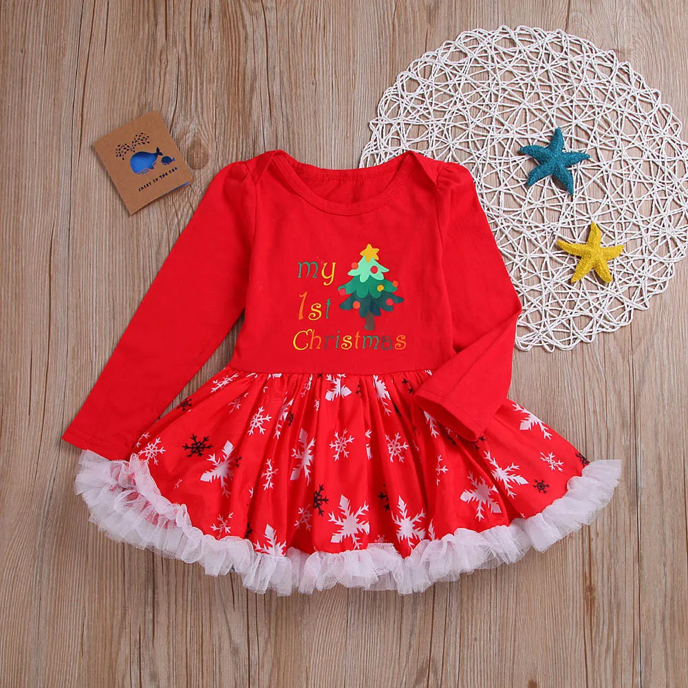 

Toddler Baby Girls Letter Print Cartoon Christmas Lace Tutu Dress Outfit Party Baby Girl Princess Dresses Baby Girl Clothing New
