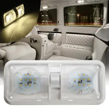 

Double Dome Light 12V 48 LED Interior Roof Ceiling Reading For RV Boat For Camper Trailer Plastic 1PC White