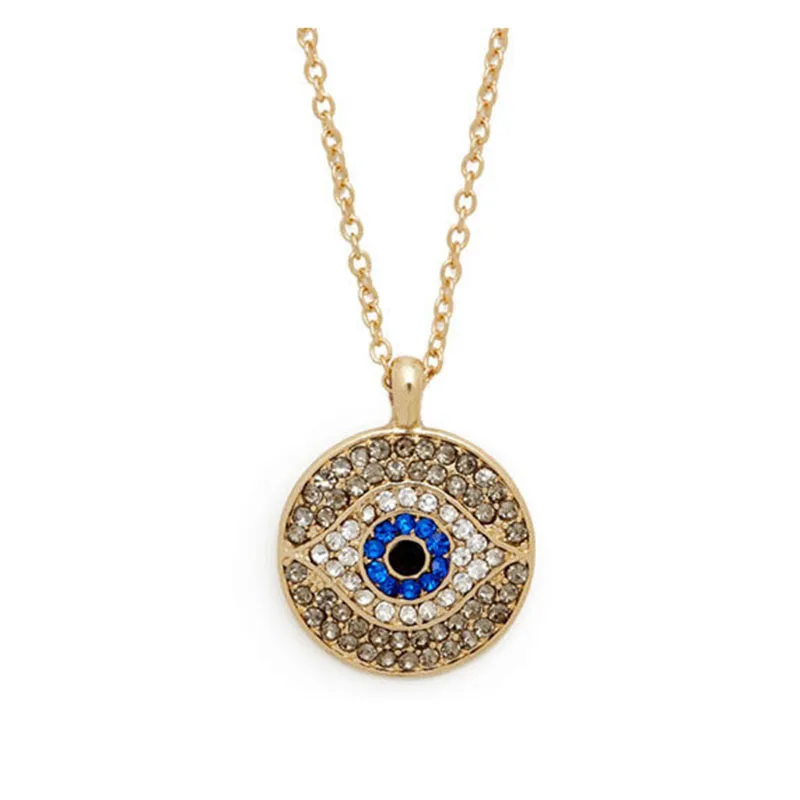 

jing yang New Design Evil Eye Pendant Silver long Necklace women choker jewelry chainolho grego Sweater Zinc Alloy