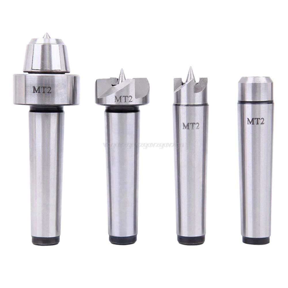 

4Pcs MT2 Wood Lathe Center Set Live Centers Drive Spur Cup Arbor #2MT for Wood-working Machines with Wooden Case My20 19