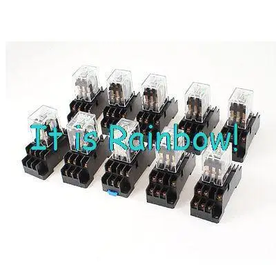 

Free Shipping HH53PL DC220V Coil 35mm DIN Rail Electromagnetic Power Relay w Socket Base 10Pcs