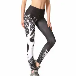 Для женщин Дерево узор леггинсы штаны с эластичной резинкой на Push Up Фитнес спортивная одежда