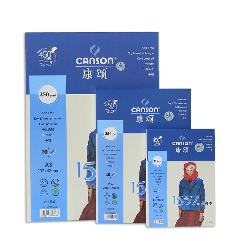 

CANSON 1557 watercolor A3/A4/A5 beginner art painting watercolor paper 250g medium thick water soluble with portable watercolor