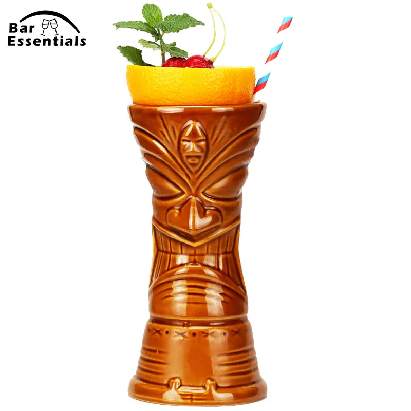 KON Tiki кружки, кружки для коктейлей, кружки для пива, напитков, кружки для вина, керамические бамбуковые листья, кружка Tiki, 650 мл, инструмент для бара