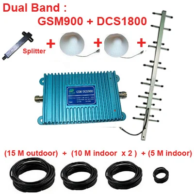 

W/ 40M Cable+3 Antennas dual band repeater 1800Mhz amplifer,900Mhz GSM DCS repeater dual bands booster DCS GSM 900mhz repeater