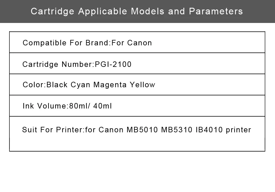 INKARENA PGI2100 пустые многоразовые картриджи для Canon PGI-2100 PGI 2100 XL Pixma MB5010 MB5310 IB4010 струйный принтер