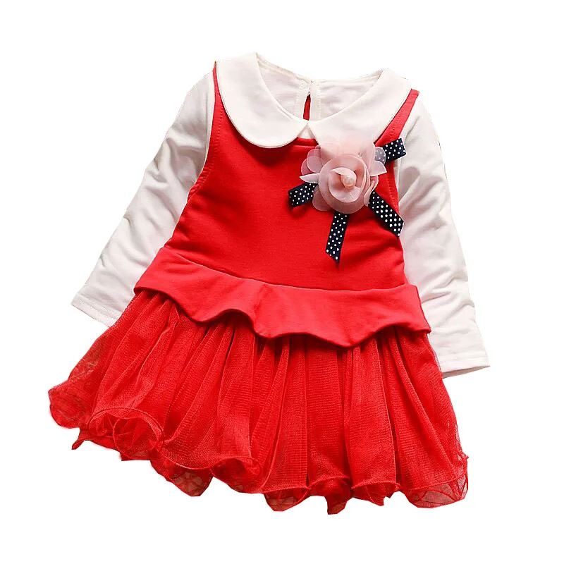 

BibiCola Baby Girls Dress Spring Autumn Floral Princess Tutu Dress For Infant Baby Clothes 2PCS T-shirt + SunDress girls Set