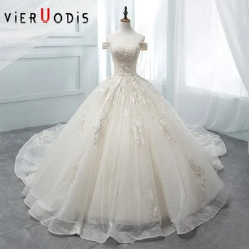 

Vestidos De Novia 2019 Luxury Cap Sleeves Ball Gown Vestido De Noiva Princesa Boat Neck Full Lace Skirt Wedding Dress 2019