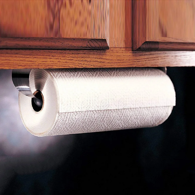 

Toilet Kitchen Roll Paper Holder Stainless Steel Repeatedly Washable Stick Hooks Rack Bathroom Kitchen Roll Paper Accessories