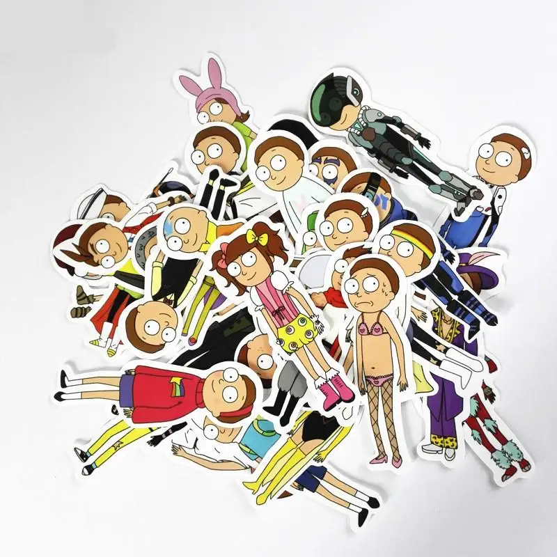

30Pcs/lot Rick And Morty Cos People Anime Stickers For Laptop Luggage Notebook Skateboard Snowboard Car PVC Waterproof Stickers