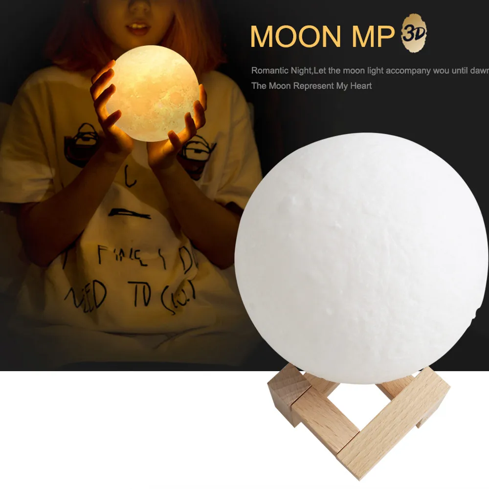 3D печать Заказная Лунная лампа Персонализированная Новинка Лунная лампа usb зарядка ночной Светильник для рождественского подарка девушке