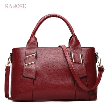 

Fashion Red Totes Bags For Women Leather Handbags Lady Designer High Quality Women's Shoulder Bag Vintage Bolsos Mujer SAJOSE