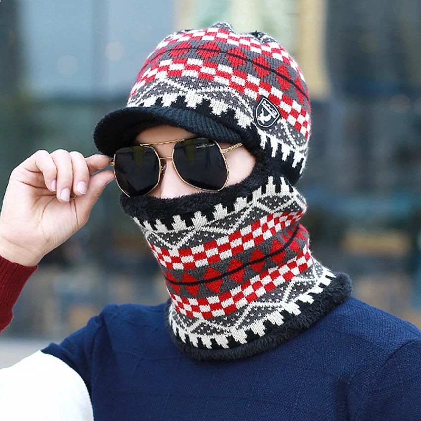 Buy Men's Winter Hat Warm Wool Knit Balaclava Cap