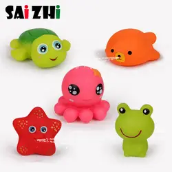 Saizhi 5 шт. милые смешанные животные красочные игрушки для ванной звучание Поплавок воды Ванна резиновая ванная комната SZ1320