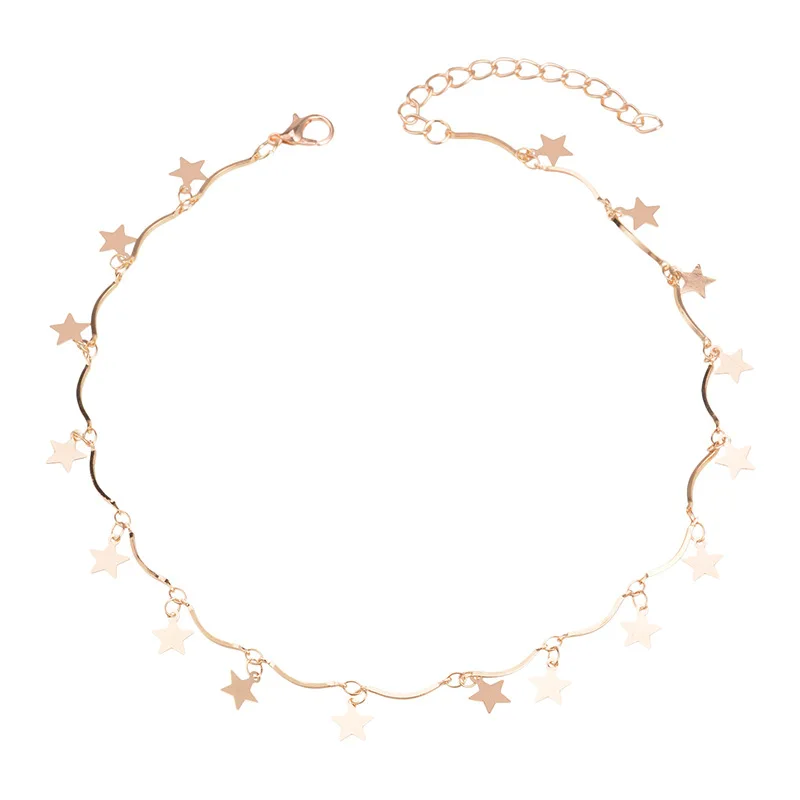 

Rainbery Gold Color Chain Tiny Star Choker Necklace for Women Bijou Necklaces Pendants Simple Boho Layering Chokers Chockers