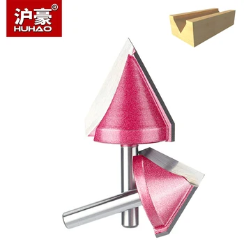 

HUHAO 1pc 6mm V Bit CNC Solid Carbide End Mill 3D Router Bits for Wood Tungsten Woodworking MDF Milling Cutter 60 90 120 150 Deg