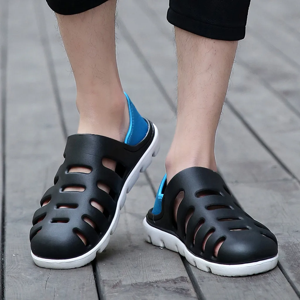 

YOUYEDIAN Fashion Men's Flat Breathable Antiskid Light Slippers Beach Hole Shoes Sandals New Western Style Soft Shoes Fla #G30