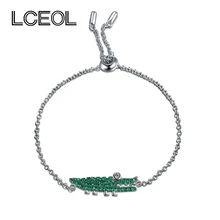 LCEOL Monaco ювелирные изделия Модные Аллигатор браслеты с подвесками зеленый цвет циркон браслет для элегантных женщин день рождения подарочный браслет